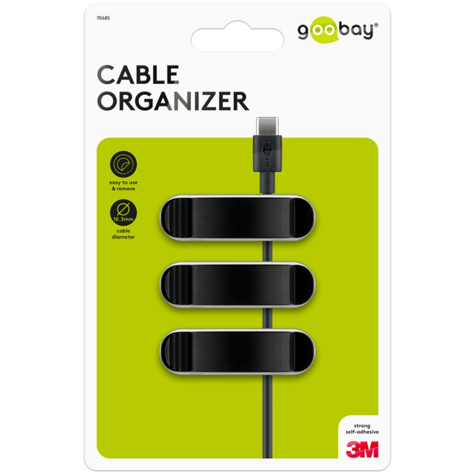 Clip de gestion des câbles 3 emplacements, noir