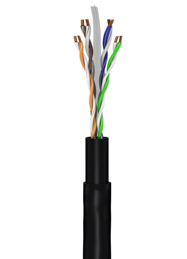 Câble patch extérieur CAT 6, U/UTP, noir