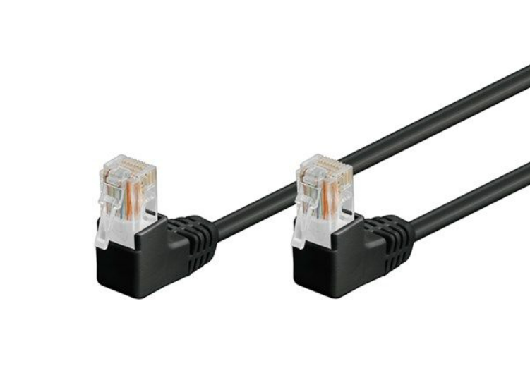 Câble patch CAT 5e, 2x coudé à 90°, U/UTP