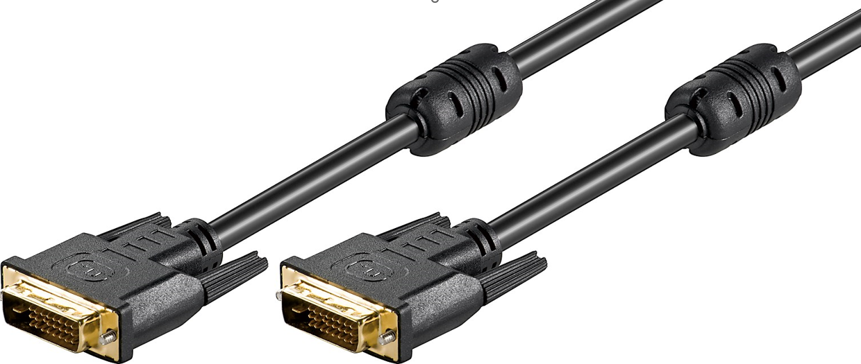 DVI-D 24+1 Kabel / Goldkontakte mit 2 Ferritkernen / Stecker > Stecker / AWG 30  / schwarz