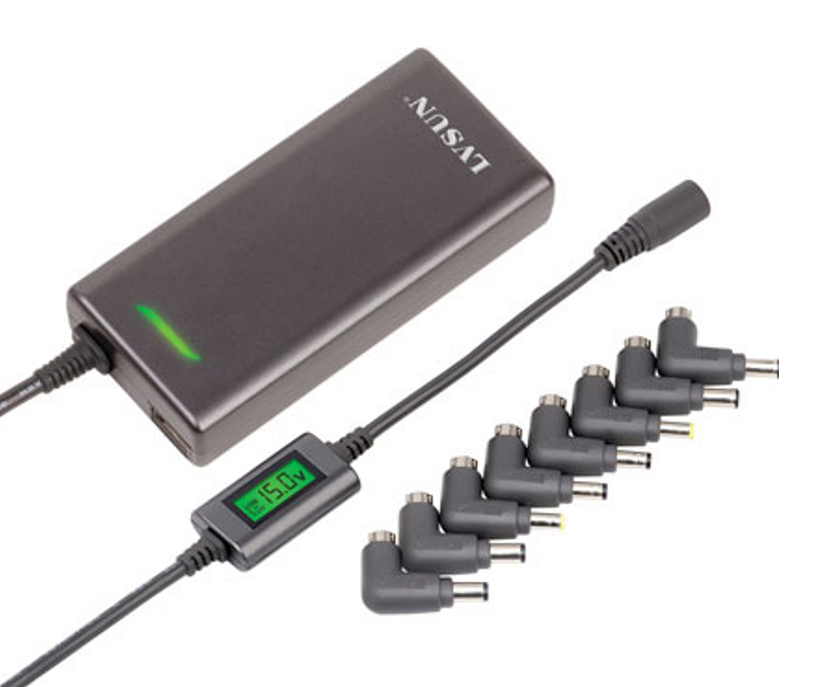 Adattatore universale ultra sottile LVSUN da 120 W con display e 8 adattatori