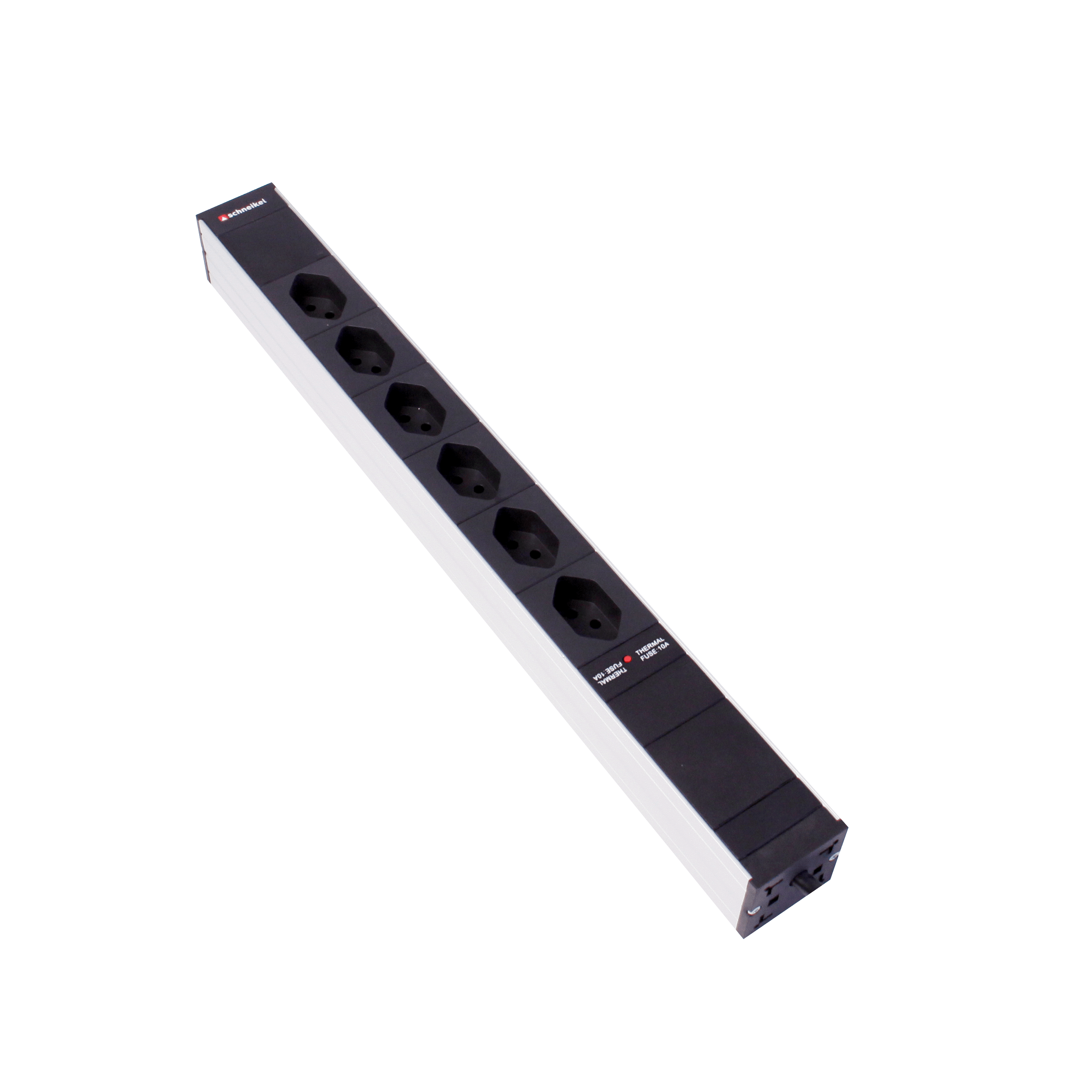 Steckdosenleiste 19" 1HE, 6 x T13 schwarz, Thermal Fuse 10A