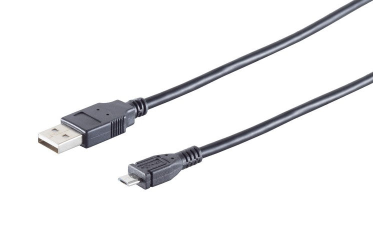 USB-A Adapterkabel, Micro-B, 2.0, schwarz 1m, Ausverkauf