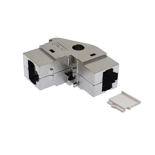 Keystone Adapter RJ45 Cat.6A Bu.-Bu. 90° gewinkelt geschirmt