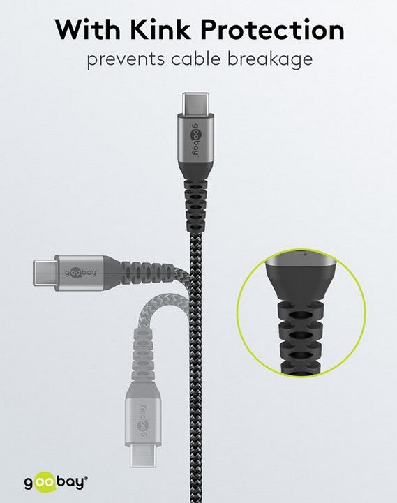 USB-C™-auf-USB-C™-Textilkabel mit Metallsteckern