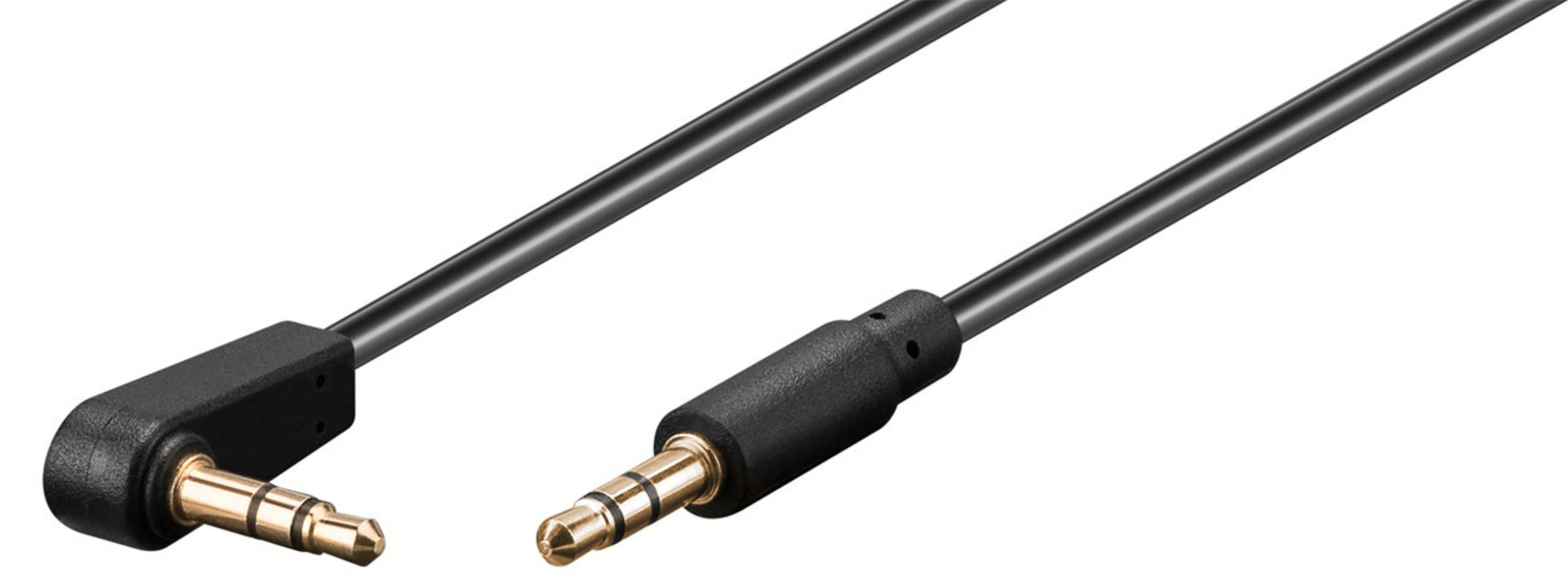 Audio Verbindungskabel AUX, 3,5 mm stereo 3-pol., slim, CU, abgewinkelt