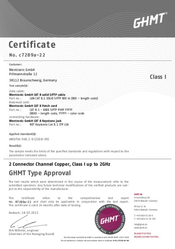 Keystone-Modul RJ45 CAT 8.1, STP, GHMT-zertifiziert