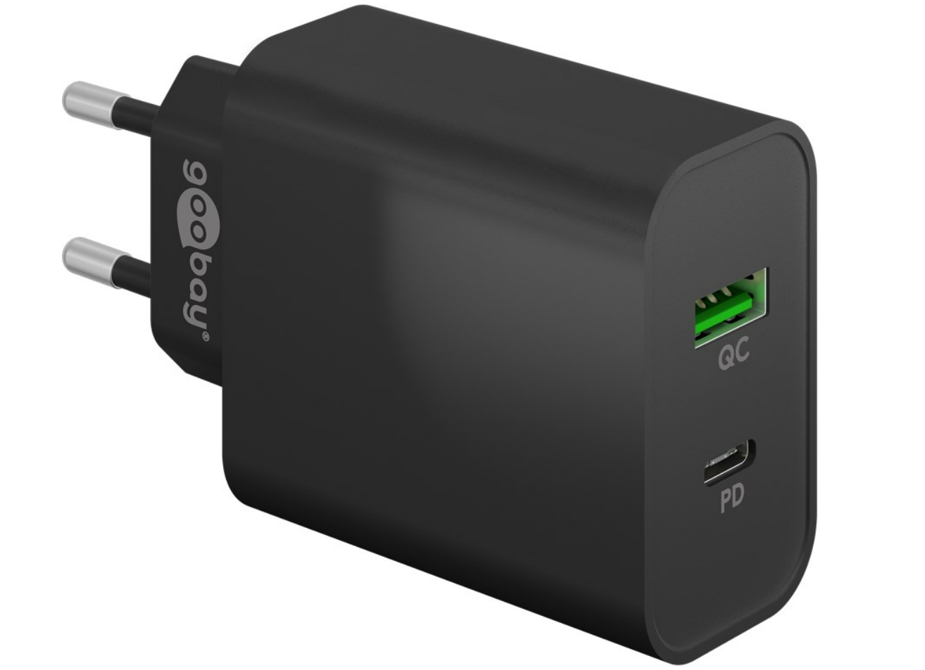 Dual-USB-Schnellladegerät PD/QC (45 W) schwarz