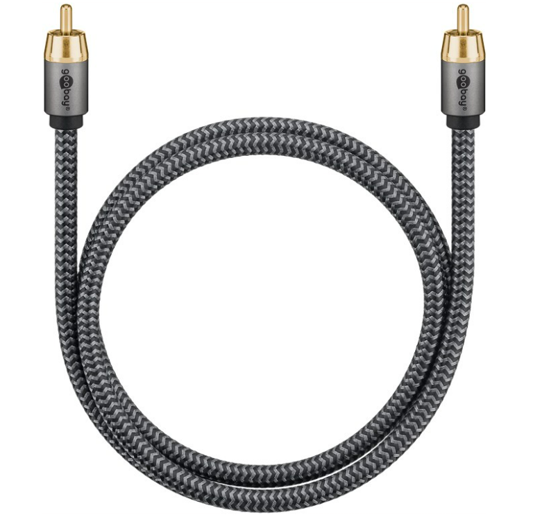 Premium Mono-Cinchkabel, scharz/silber