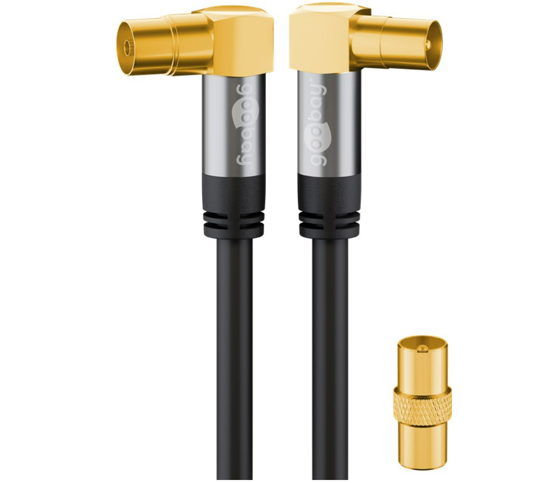 TV Antennenkabel (135 dB), 4x geschirmt, 90° gewinkelt