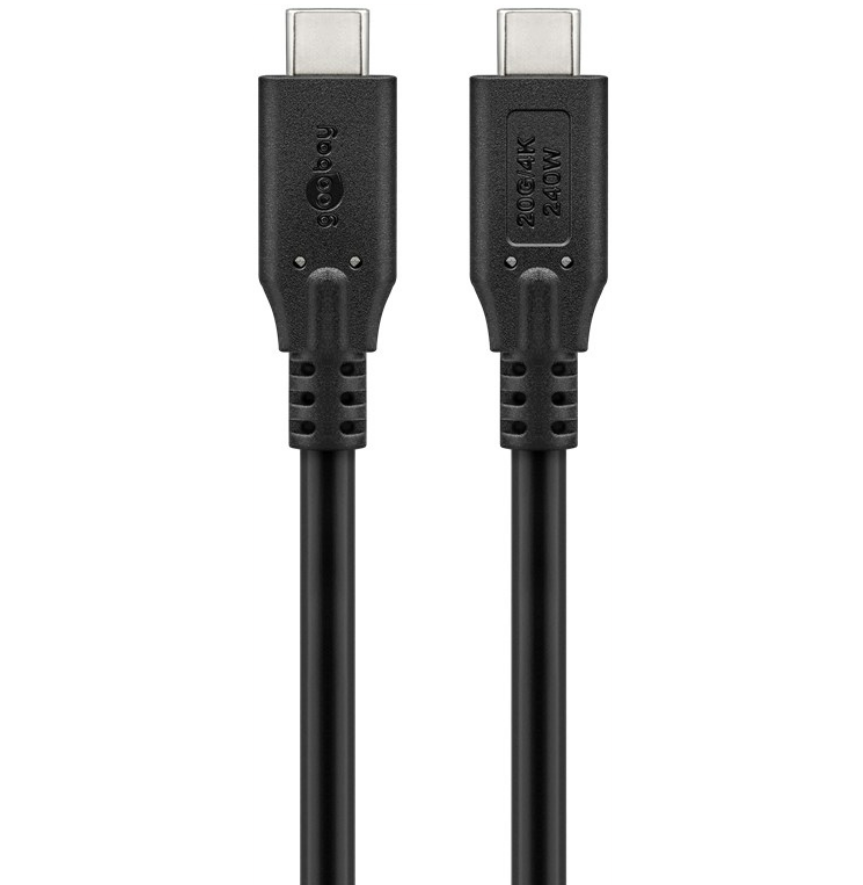 USB-C™-Kabel, USB4™, 240 W, 20 Gbit/s, schwarz