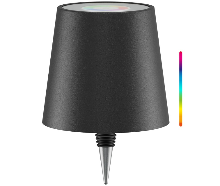Kabellose LED-Flaschenleuchte, RGBW, schwarz