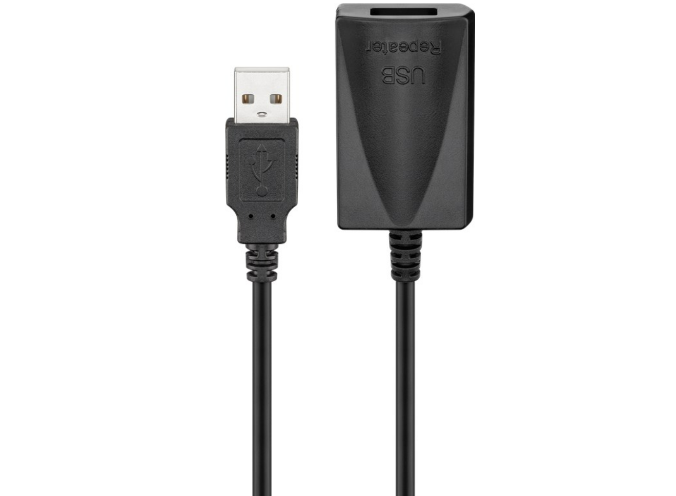 Aktives USB-Verlängerungskabel, schwarz