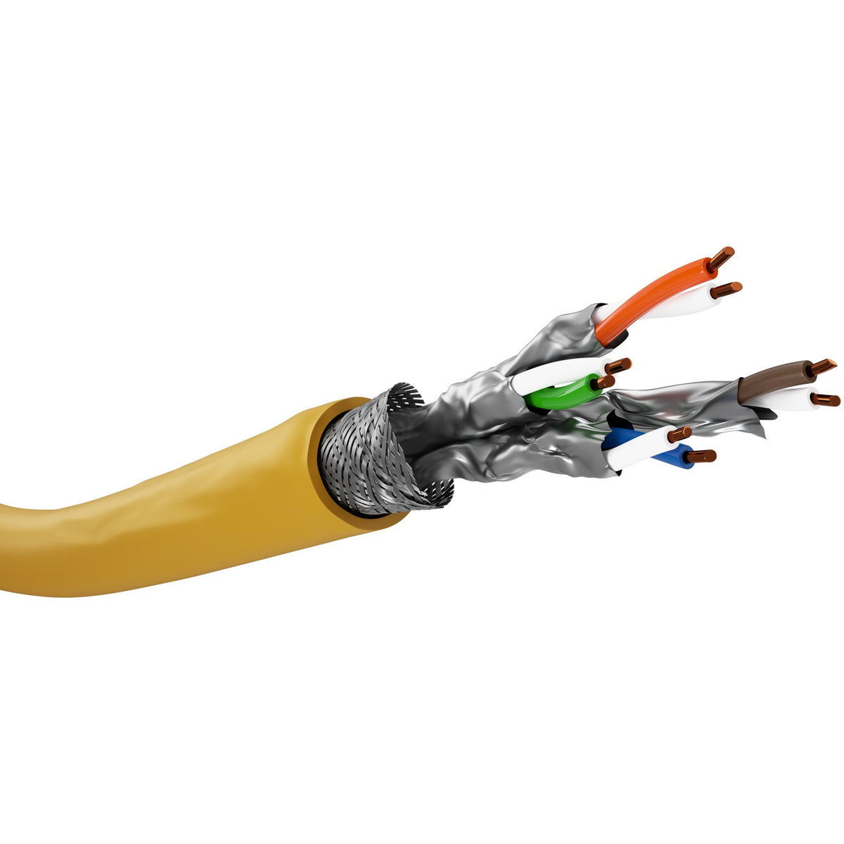 GHMT-zertifiziertes CAT 8.1 Verlegekabel, S/FTP (PiMF), gelb