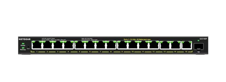 Netgear PoE+ Switch GS316EP-100PES 16 Port