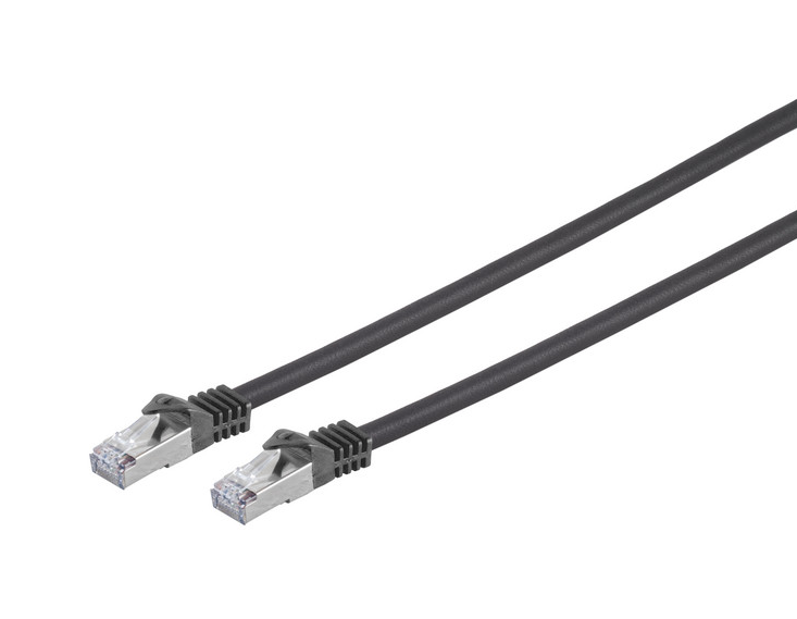 Industrie RJ45 Patchkabel, Cat. 7 S/FTP, PUR, schwarz