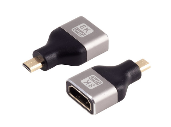 HDMI-D Adapter, HDMI-A Buchse, 8K60Hz, Metall