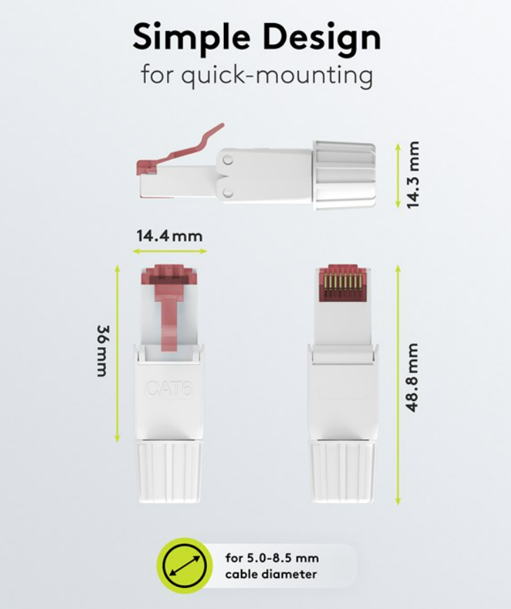 CAT 6 UTP feldkonfektionierbarer RJ45-Stecker, ungeschirmt