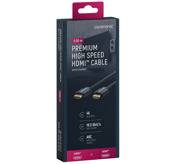 Premium-High-Speed-HDMI-Kabel mit Ethernet 4K/60Hz Clicktronic