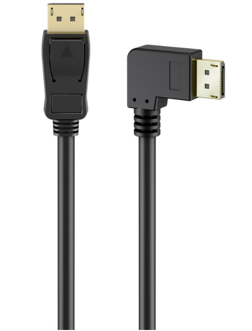 90°-DisplayPort-Kabel 2.0/2.1, 8K/144Hz, 54 Gbit/s, CU