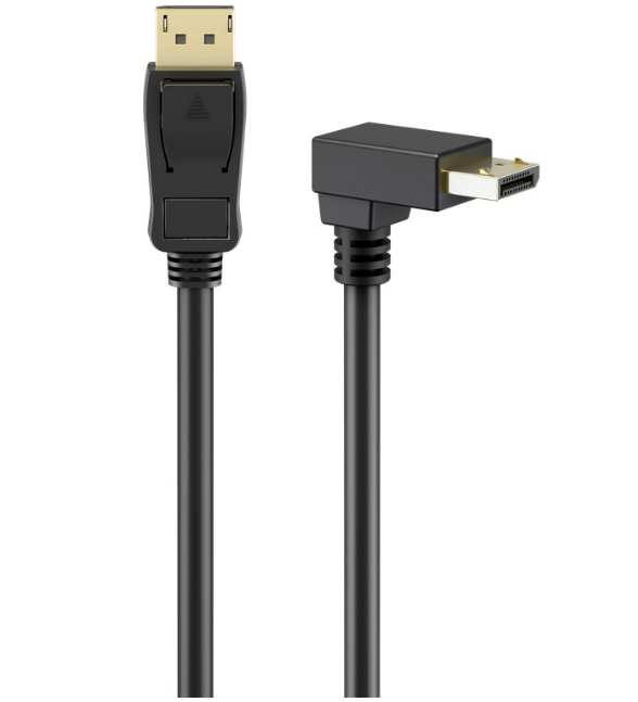 Diagonal 90°-DisplayPort-Kabel 2.0/2.1, 8K/144Hz, 54 Gbit/s, CU