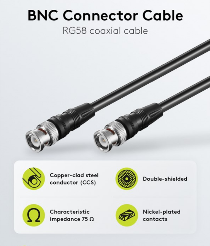 Video-Verbindungskabel BNC (RG59), zweifach geschirmt