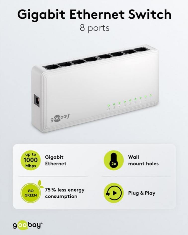 Switch réseau Gigabit Ethernet à 8 ports 