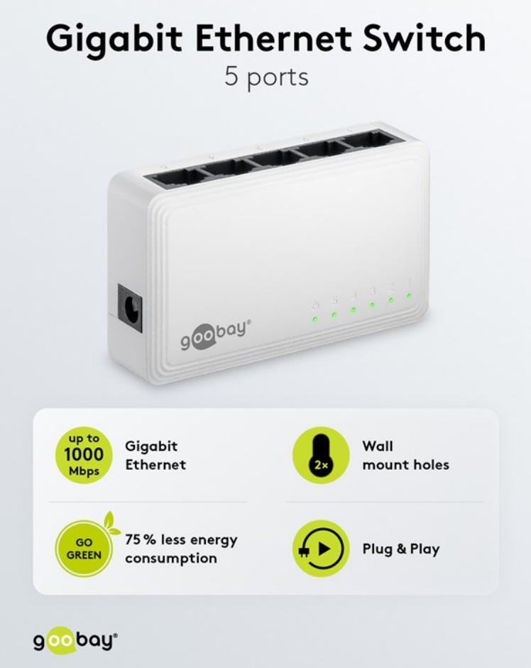 Switch réseau Gigabit Ethernet 5 ports 