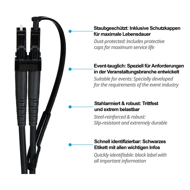 LWL Patchkabel LC/UPC DX-LC/UPC DX OS2 SM stahlarmiert