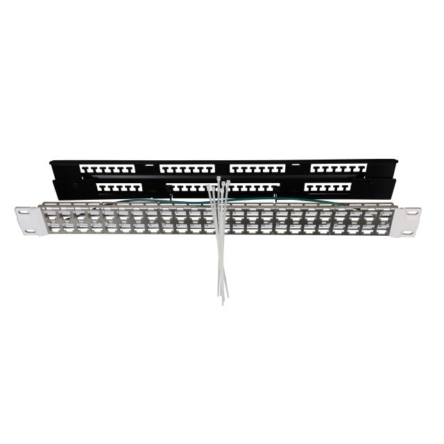 19" Patchpanel 1HE für 48x RJ45-Keystonemodule unbestückt vernickelt