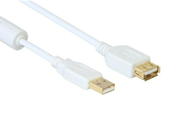 USB 2/0 Verlängerung Stecker A an Buchse A/ mit Ferritkern/ vergoldet