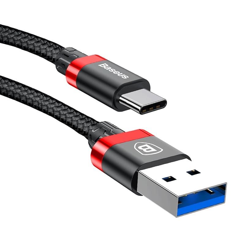 Baseus Golden Belt Series USB3/0 Kabel für Type-C 3A / 1.0 m / schwarz & rot