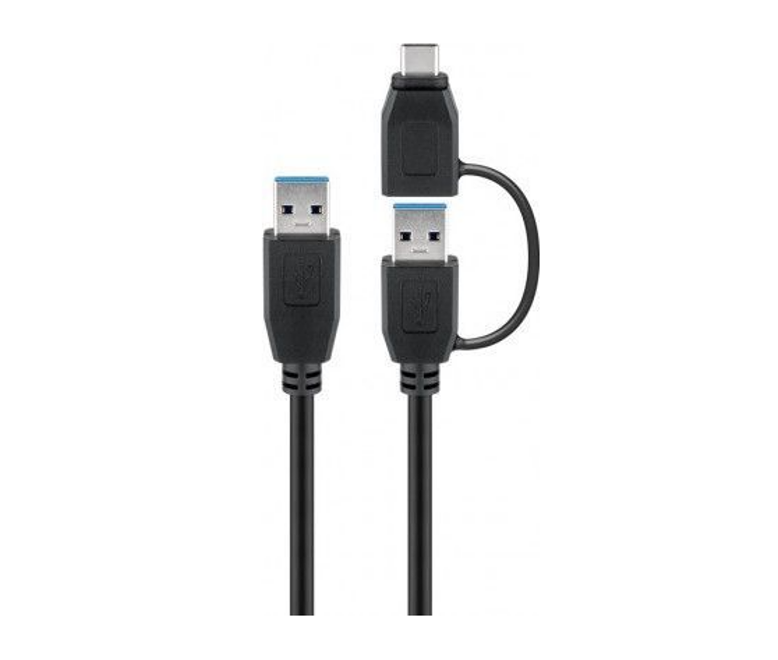 USB 3.0 Kabel mit 1 USB A auf USB-C™-Adapter, schwarz USB 3.0-Stecker (Typ A) > USB 3.0-Stecker (Typ A) (Ausverkauf)