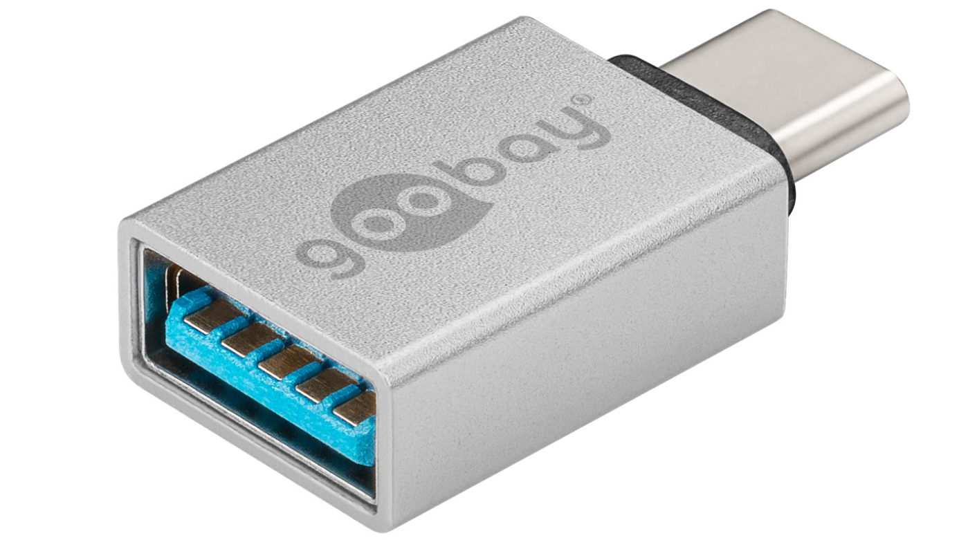 USB-C/USB-A OTG Super Speed-Adapter für den Anschluss von Ladekabeln 3.0 silber