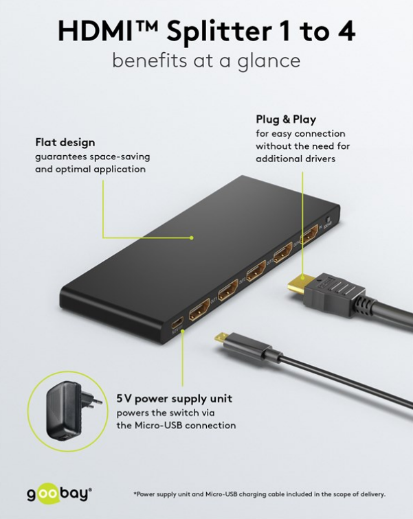 HDMI™-Splitter 1 auf 4 (4K @ 60 Hz)