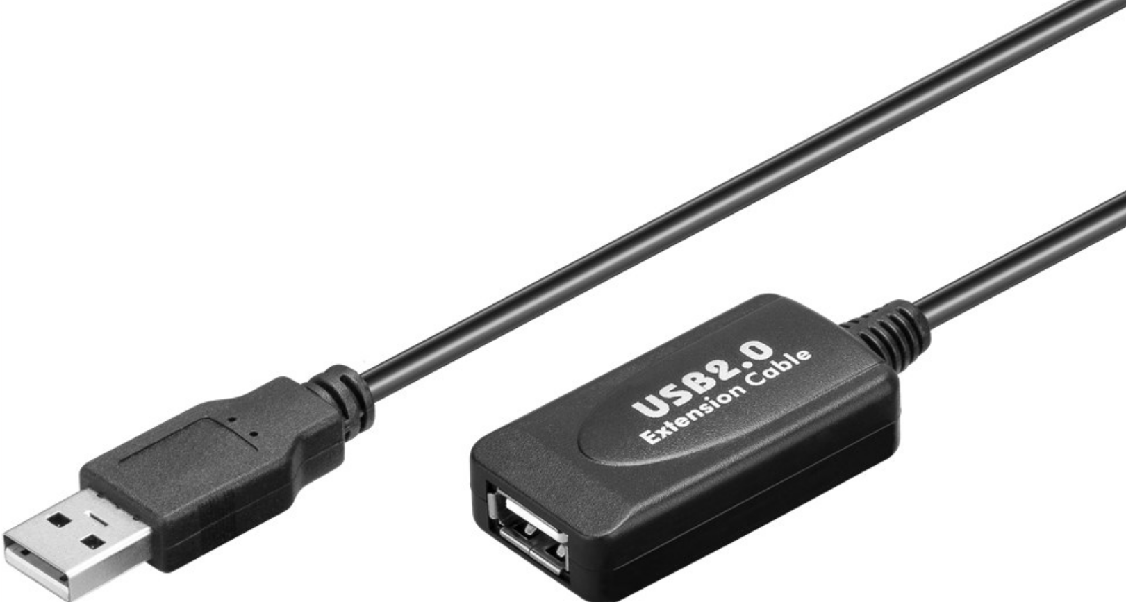 Aktives USB 2.0 Verlängerungskabel, schwarz