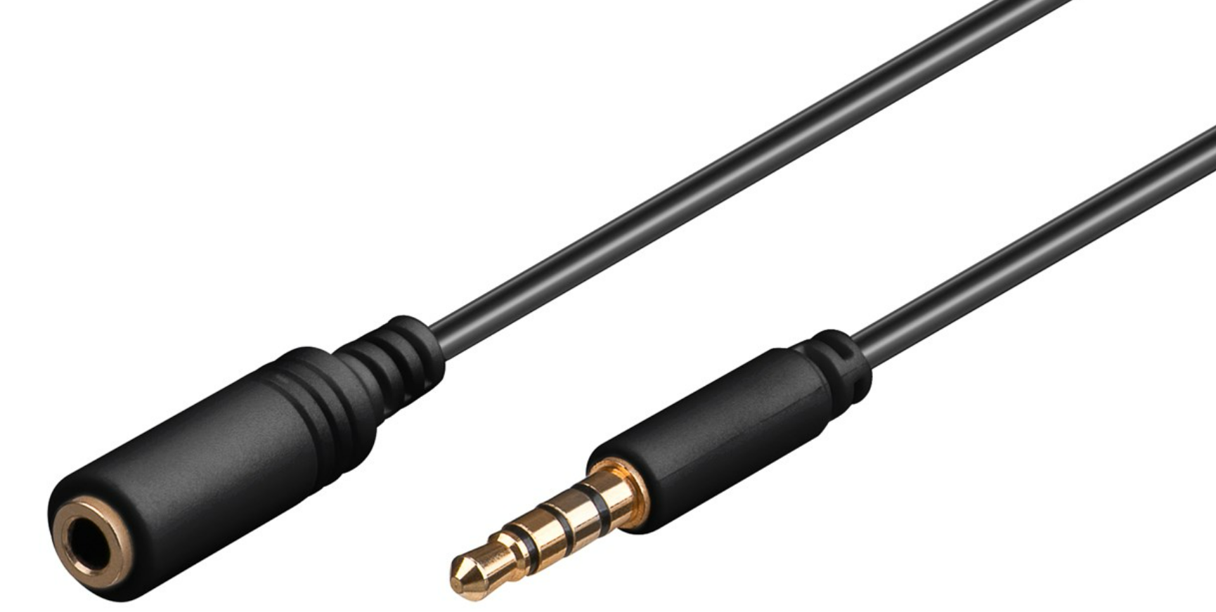 Kopfhörer- und Audio Verlängerungskabel AUX, 4-pol. 3,5 mm slim, CU,schwarz