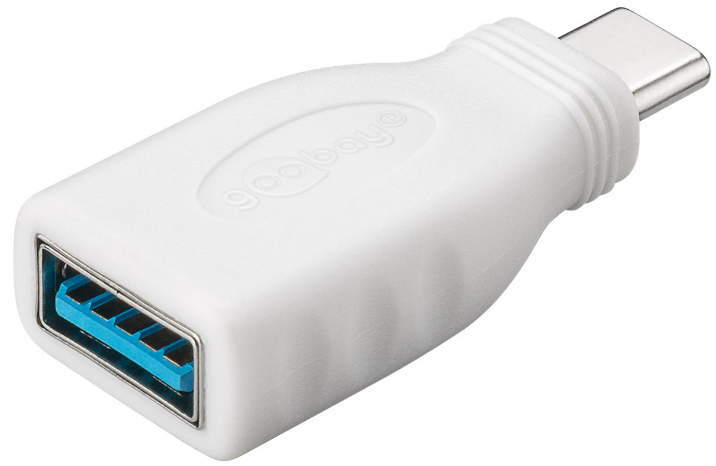 USB-C/USB A OTG Super Speed Adapter für den Anschluss von Ladekabeln 3.0, weiss