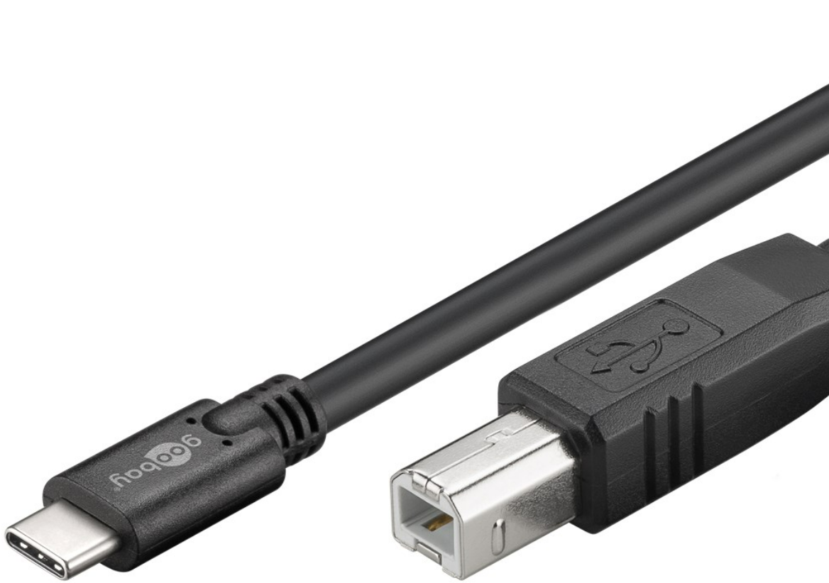 USB-C auf B Kabel, schwarz