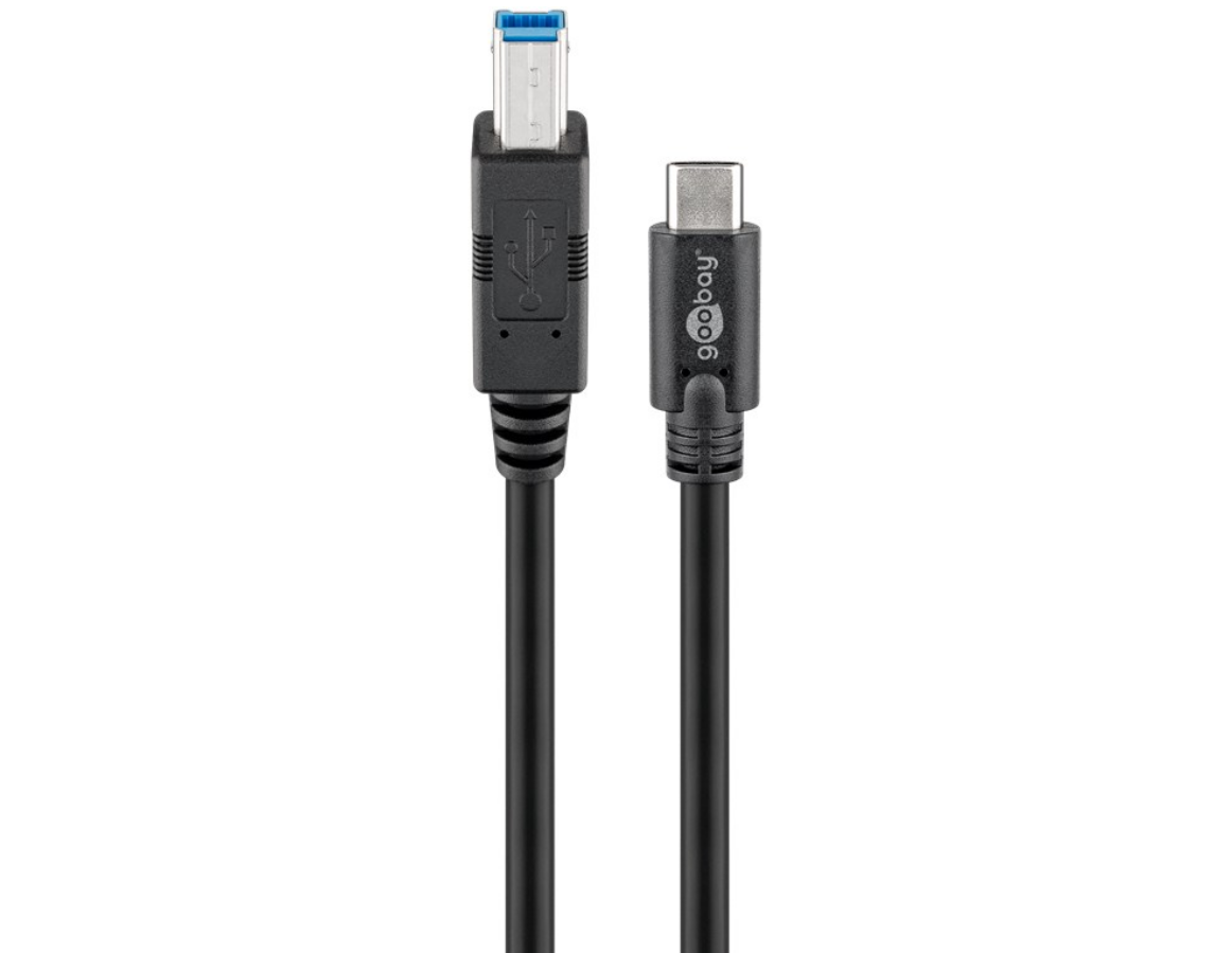 USB 3.0 Kabel USB-C auf B, schwarz