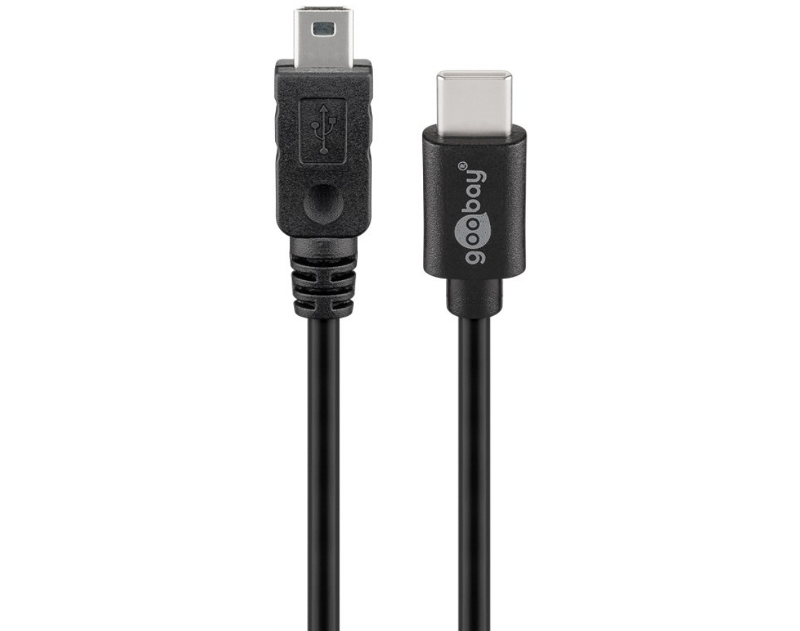 USB 2.0 Kabel USB-C auf Mini-B 2.0, schwarz