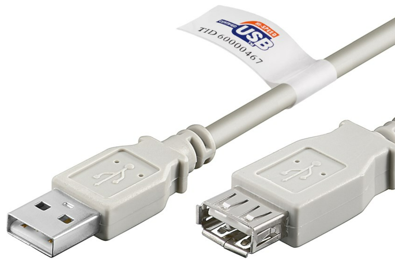 USB 2.0 Hi-Speed-Verlängerungskabel mit USB Zertifikat, Grau