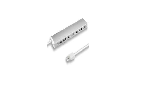 7 Port USB 2/0 HUB (Aluminium Shell)/ silber/ edle Ausführung