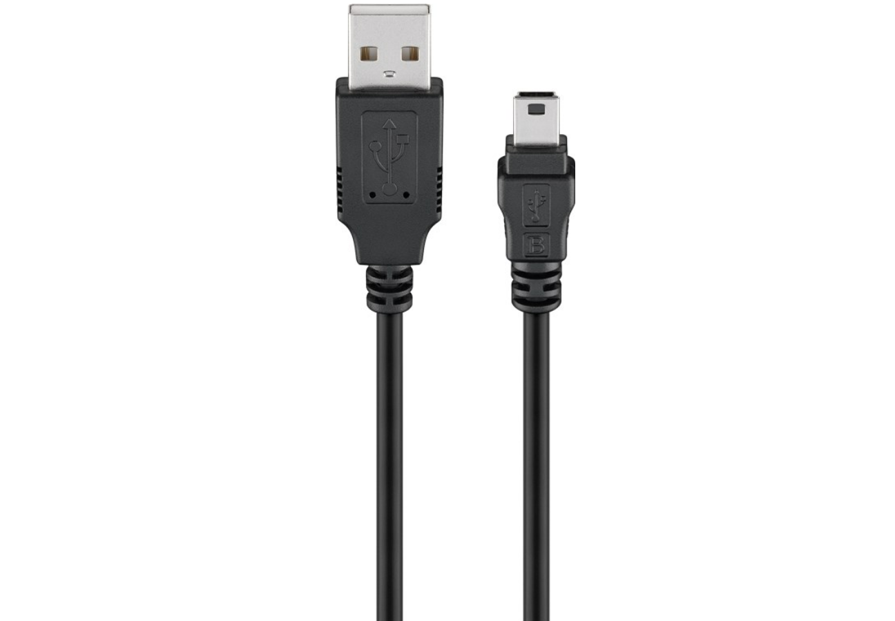 USB 2.0 Hi-Speed Kabel, Schwarz,  USB A to A Mini (Typ B, 5-Pin)