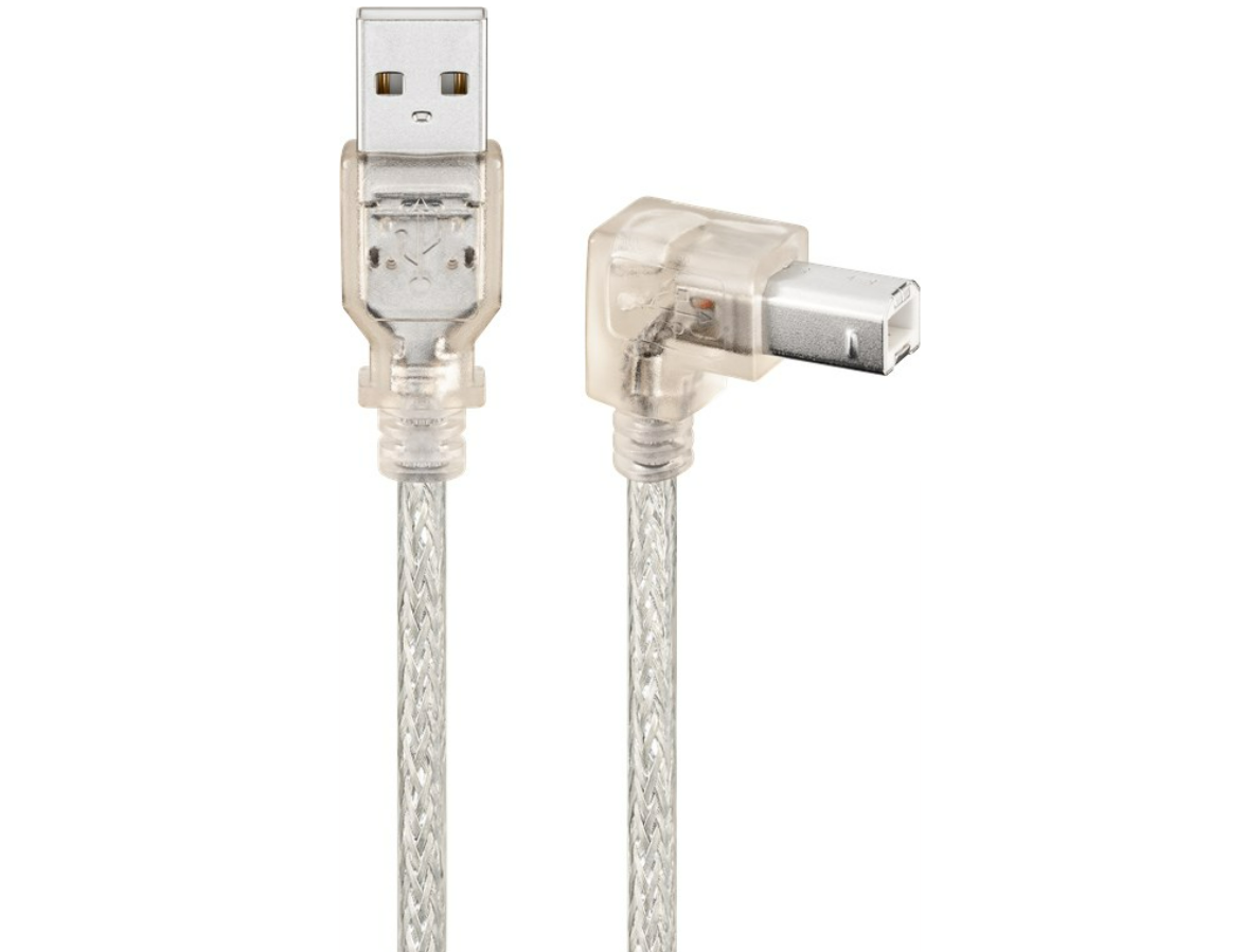 USB 2.0 Hi-Speed-Kabel 90°, Transparent